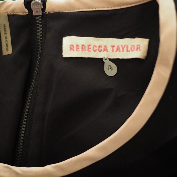 Rebecca Taylor Black and Peach Pink Business Midi Formal Business Dress Size 4 - Picture 13 of 14